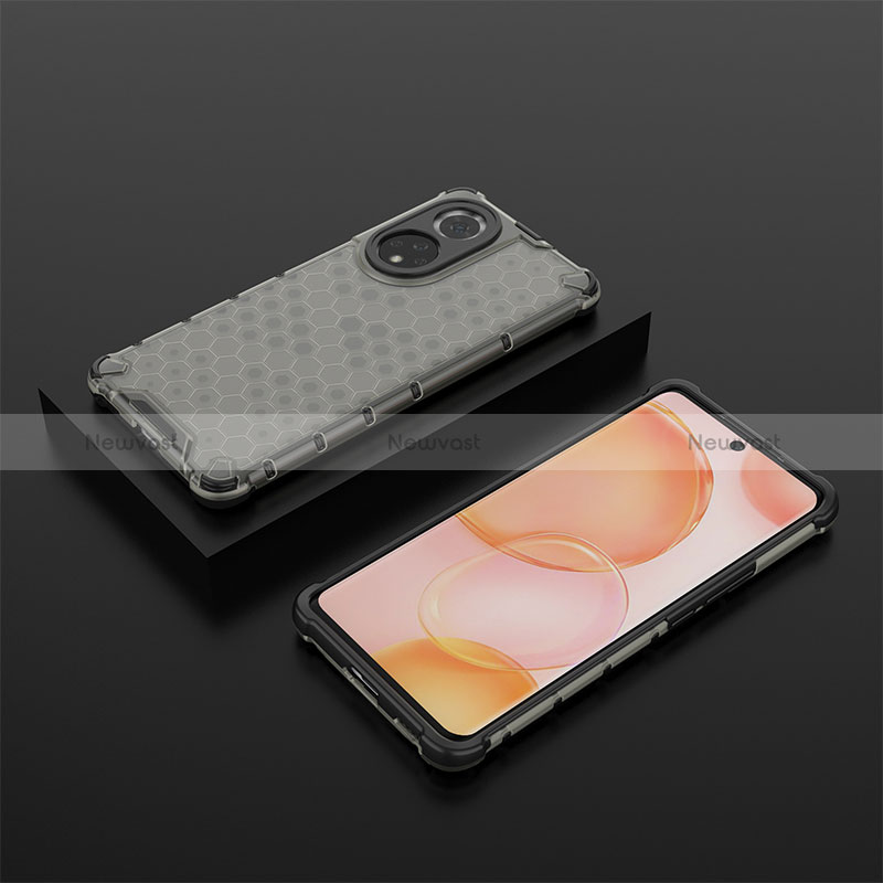 Silicone Transparent Frame Case Cover 360 Degrees AM2 for Huawei Honor 50 5G Black