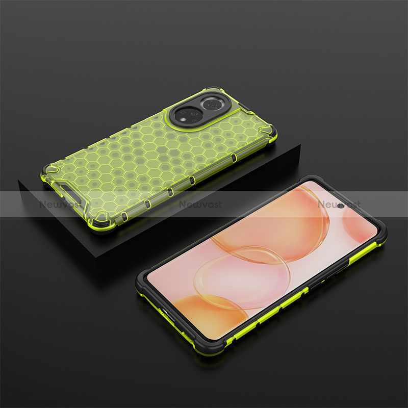 Silicone Transparent Frame Case Cover 360 Degrees AM2 for Huawei Honor 50 5G Green