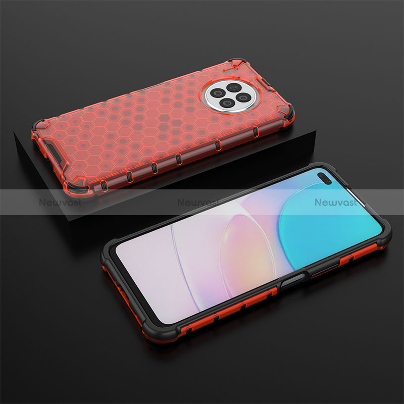 Silicone Transparent Frame Case Cover 360 Degrees AM2 for Huawei Honor 50 Lite Red