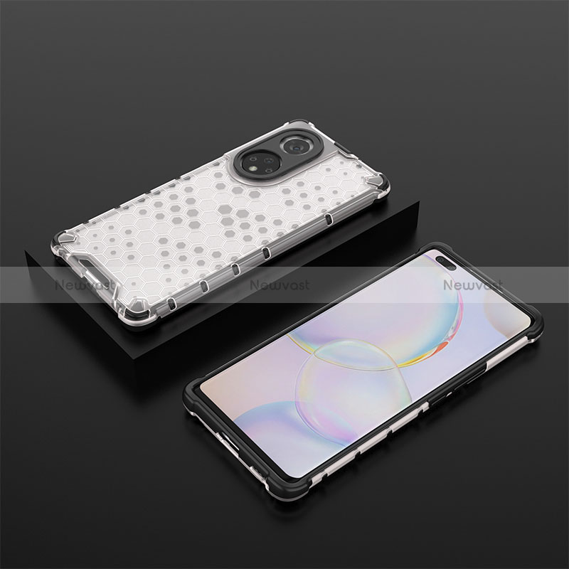 Silicone Transparent Frame Case Cover 360 Degrees AM2 for Huawei Honor 50 Pro 5G White