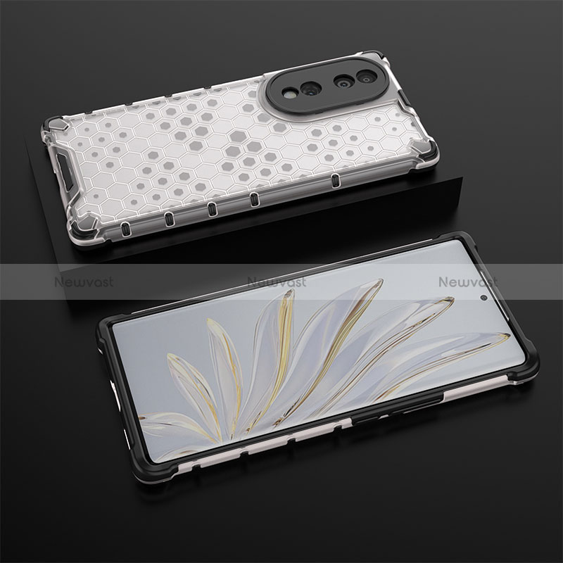 Silicone Transparent Frame Case Cover 360 Degrees AM2 for Huawei Honor 70 5G