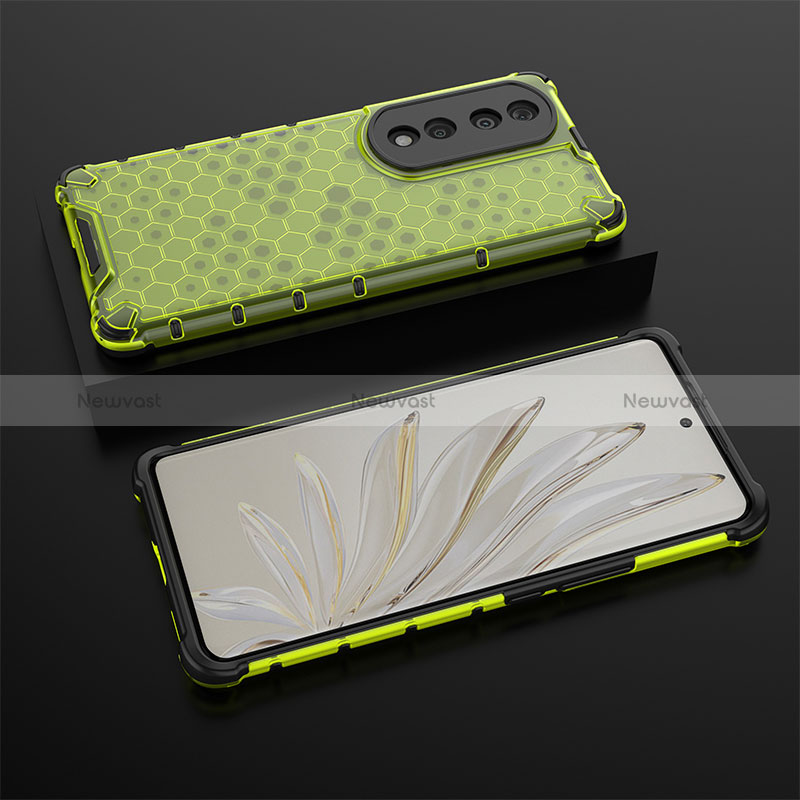 Silicone Transparent Frame Case Cover 360 Degrees AM2 for Huawei Honor 70 Pro 5G Green