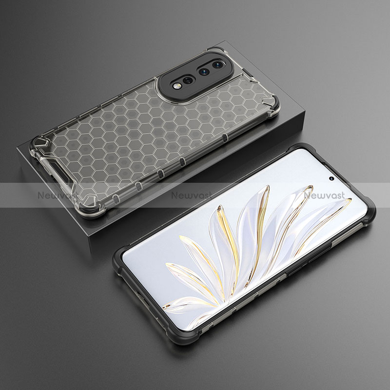 Silicone Transparent Frame Case Cover 360 Degrees AM2 for Huawei Honor 80 Pro 5G Black