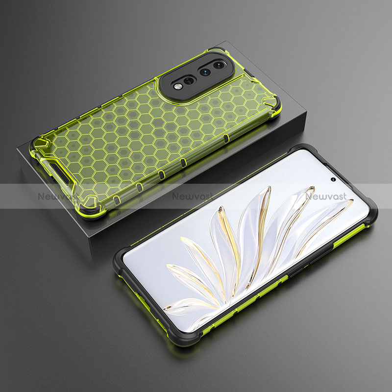 Silicone Transparent Frame Case Cover 360 Degrees AM2 for Huawei Honor 80 Pro 5G Green