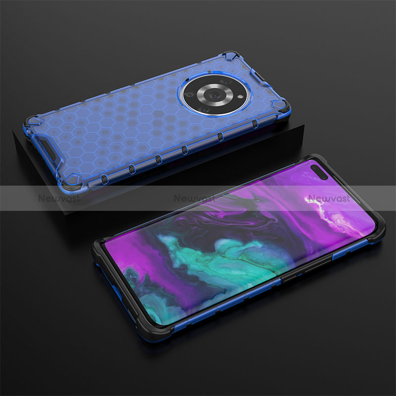 Silicone Transparent Frame Case Cover 360 Degrees AM2 for Huawei Honor Magic3 Pro 5G Blue