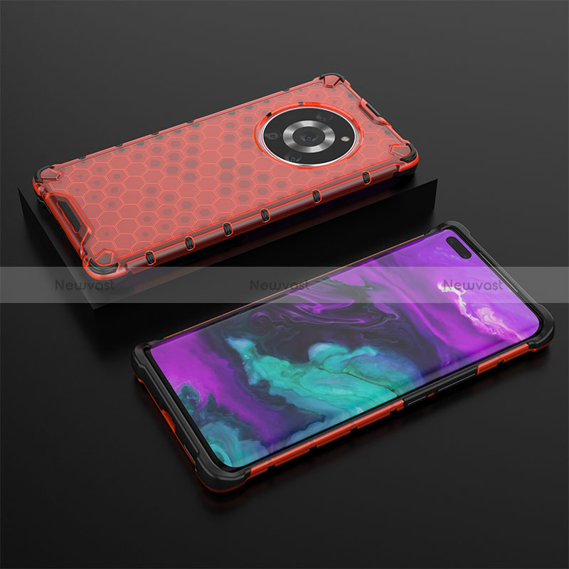 Silicone Transparent Frame Case Cover 360 Degrees AM2 for Huawei Honor Magic3 Pro 5G Red