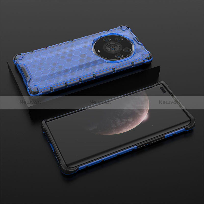 Silicone Transparent Frame Case Cover 360 Degrees AM2 for Huawei Honor Magic3 Pro+ Plus 5G Blue