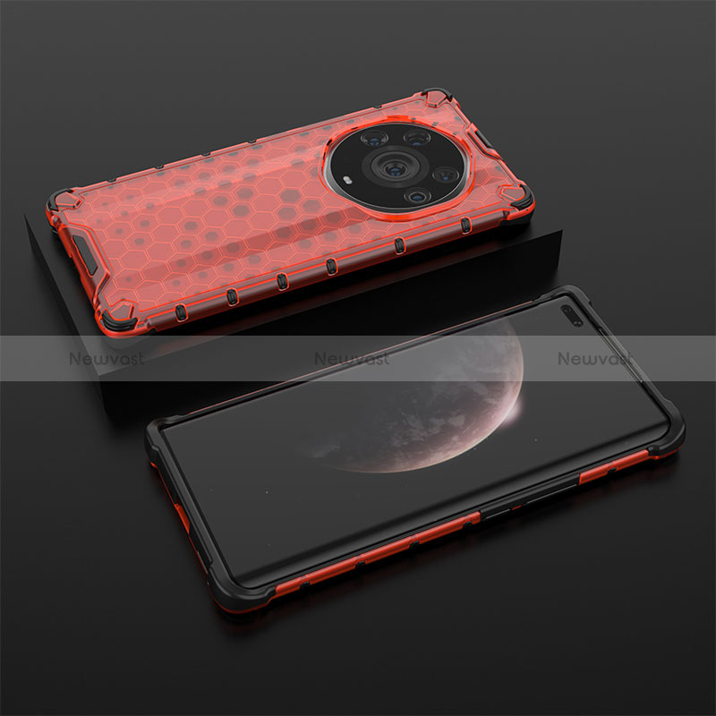 Silicone Transparent Frame Case Cover 360 Degrees AM2 for Huawei Honor Magic3 Pro+ Plus 5G Red