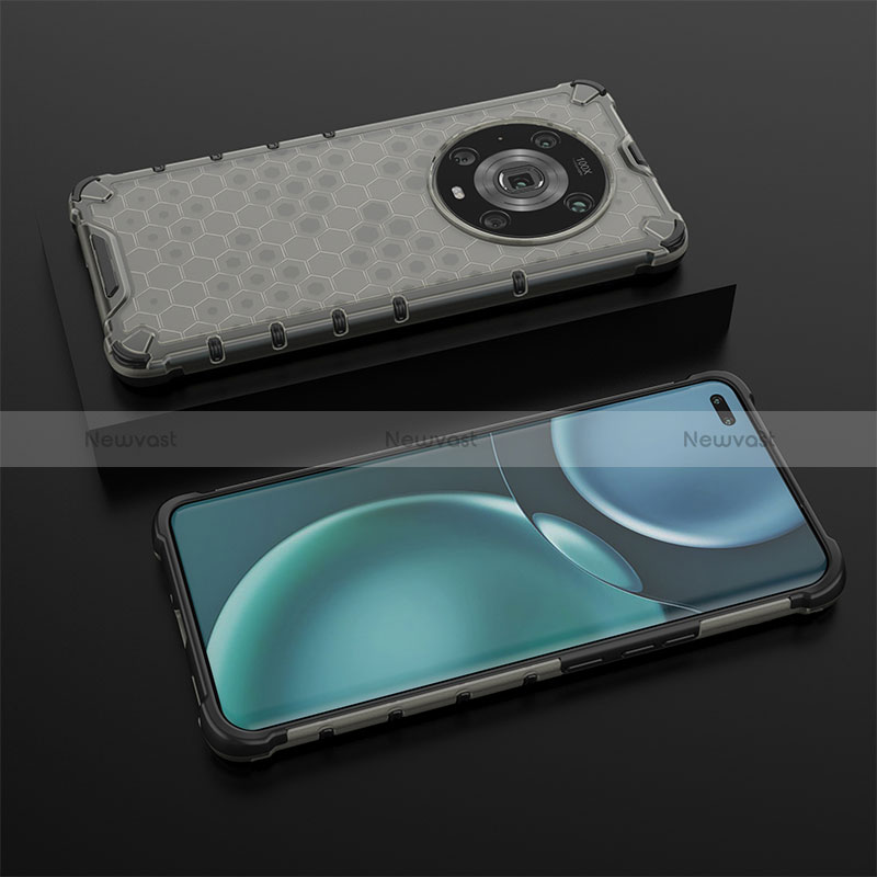 Silicone Transparent Frame Case Cover 360 Degrees AM2 for Huawei Honor Magic4 Pro 5G Black