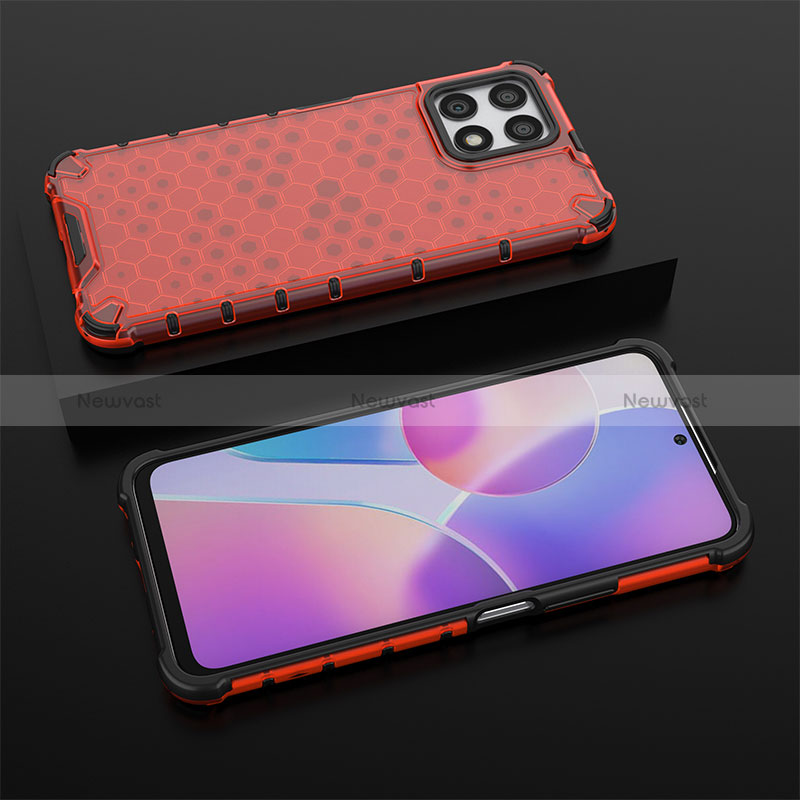 Silicone Transparent Frame Case Cover 360 Degrees AM2 for Huawei Honor X30i Red