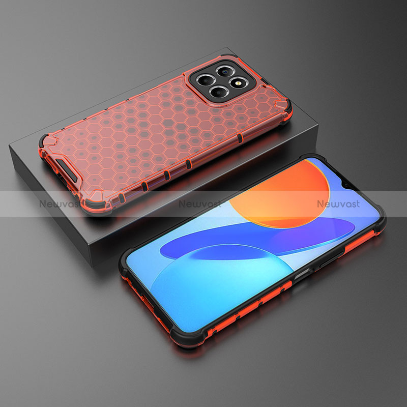 Silicone Transparent Frame Case Cover 360 Degrees AM2 for Huawei Honor X8a 5G Red