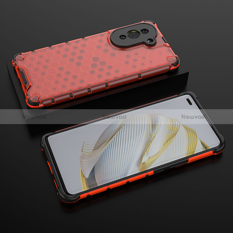 Silicone Transparent Frame Case Cover 360 Degrees AM2 for Huawei Nova 10 Pro Red