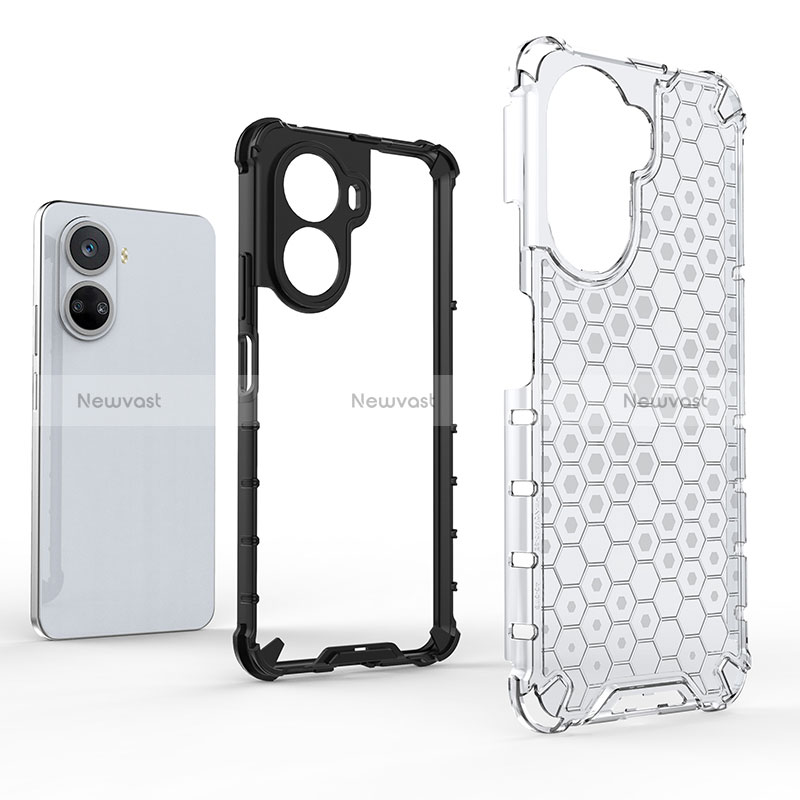 Silicone Transparent Frame Case Cover 360 Degrees AM2 for Huawei Nova 10 SE