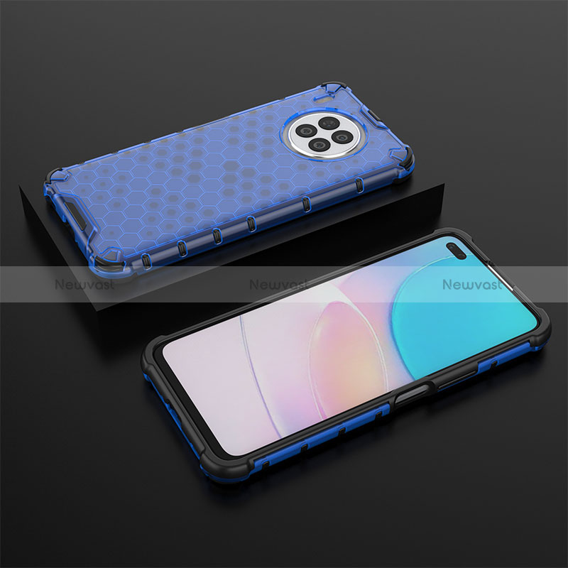 Silicone Transparent Frame Case Cover 360 Degrees AM2 for Huawei Nova 8i Blue