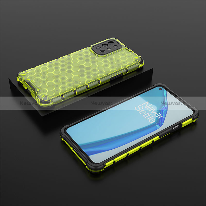 Silicone Transparent Frame Case Cover 360 Degrees AM2 for OnePlus 9R 5G Green