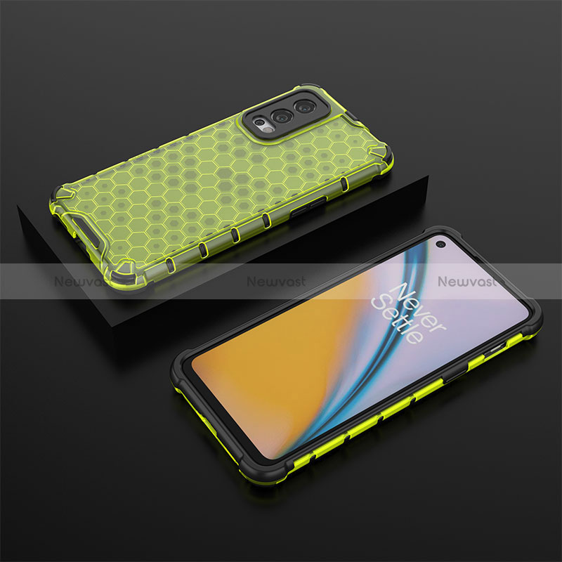 Silicone Transparent Frame Case Cover 360 Degrees AM2 for OnePlus Nord 2 5G Green