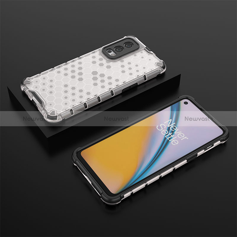 Silicone Transparent Frame Case Cover 360 Degrees AM2 for OnePlus Nord 2 5G White