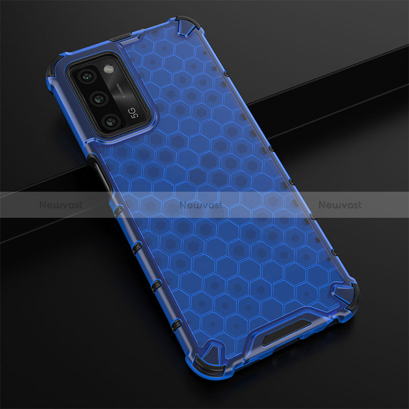 Silicone Transparent Frame Case Cover 360 Degrees AM2 for Oppo A53s 5G Blue