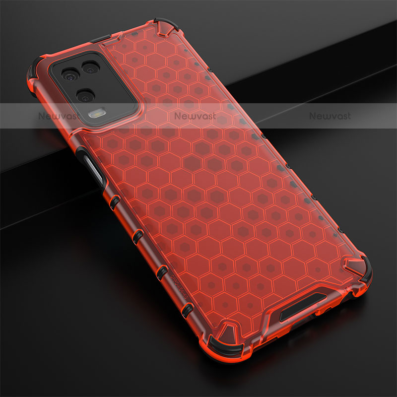 Silicone Transparent Frame Case Cover 360 Degrees AM2 for Oppo A54 4G Red