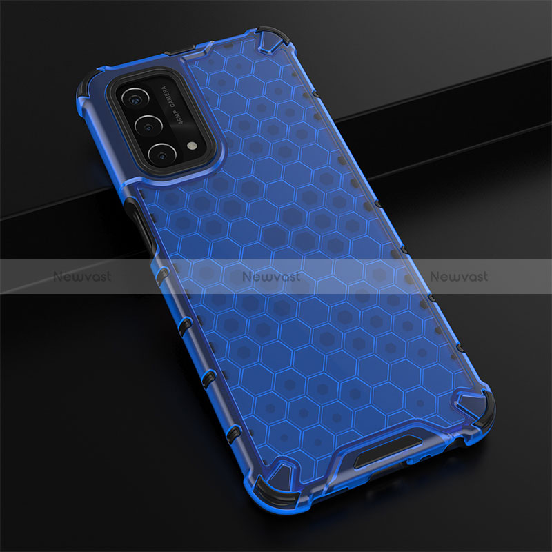 Silicone Transparent Frame Case Cover 360 Degrees AM2 for Oppo A54 5G Blue