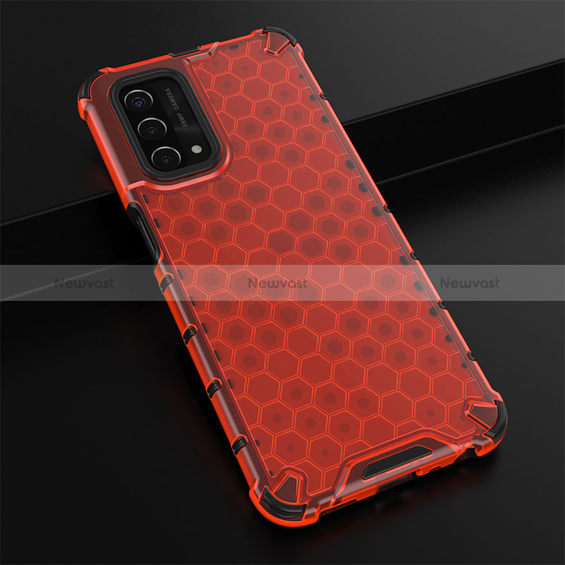 Silicone Transparent Frame Case Cover 360 Degrees AM2 for Oppo A54 5G Red