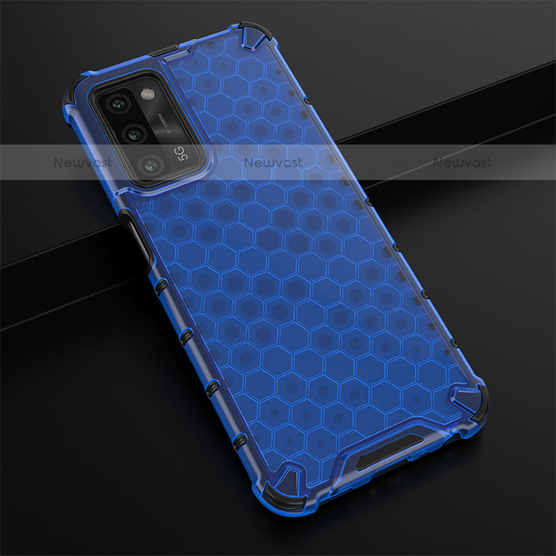 Silicone Transparent Frame Case Cover 360 Degrees AM2 for Oppo A55 5G Blue