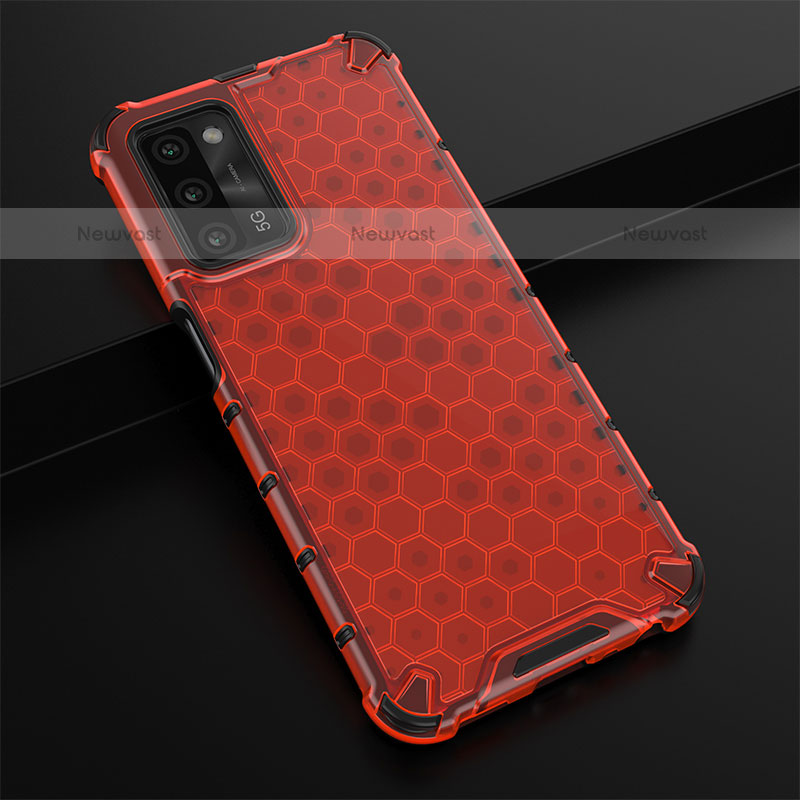 Silicone Transparent Frame Case Cover 360 Degrees AM2 for Oppo A55 5G Red