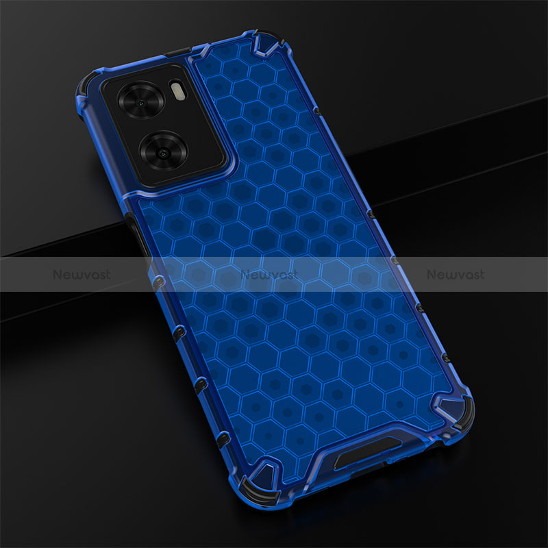 Silicone Transparent Frame Case Cover 360 Degrees AM2 for Oppo A57 4G Blue