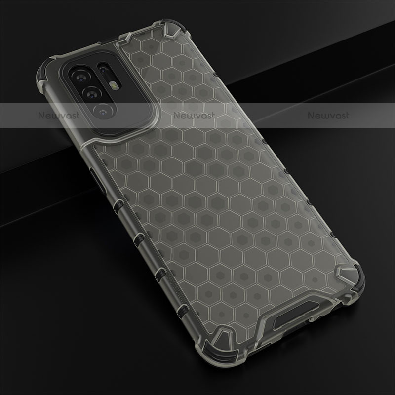 Silicone Transparent Frame Case Cover 360 Degrees AM2 for Oppo A94 5G Black