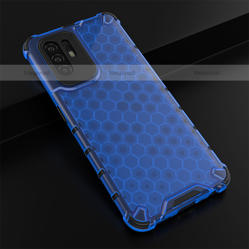 Silicone Transparent Frame Case Cover 360 Degrees AM2 for Oppo A94 5G Blue