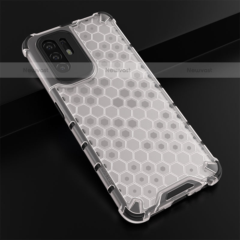 Silicone Transparent Frame Case Cover 360 Degrees AM2 for Oppo A94 5G White