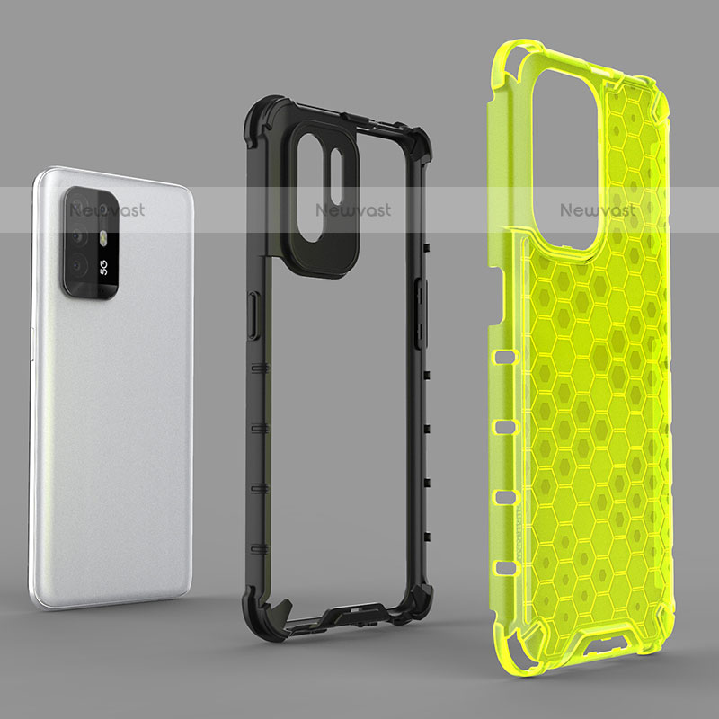 Silicone Transparent Frame Case Cover 360 Degrees AM2 for Oppo A95 5G