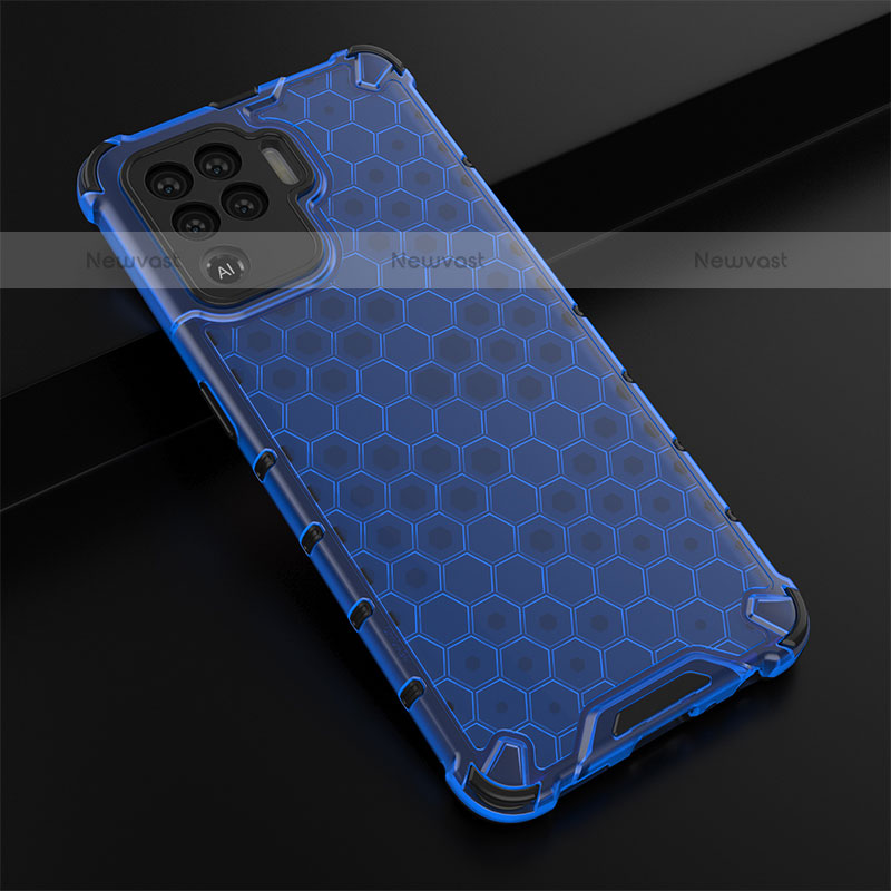 Silicone Transparent Frame Case Cover 360 Degrees AM2 for Oppo F19 Pro Blue