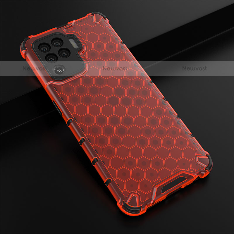 Silicone Transparent Frame Case Cover 360 Degrees AM2 for Oppo F19 Pro Red