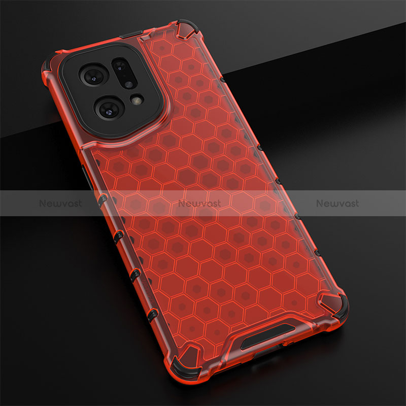 Silicone Transparent Frame Case Cover 360 Degrees AM2 for Oppo Find X5 5G Red