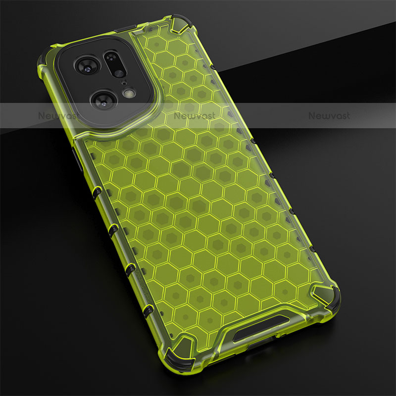 Silicone Transparent Frame Case Cover 360 Degrees AM2 for Oppo Find X5 Pro 5G Green