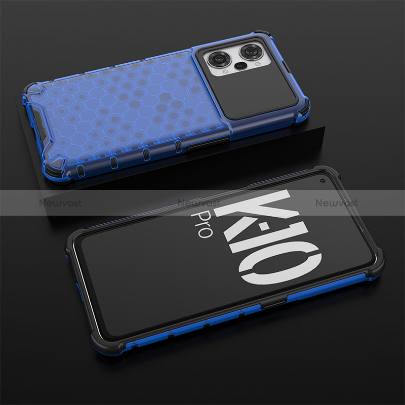 Silicone Transparent Frame Case Cover 360 Degrees AM2 for Oppo K10 Pro 5G Blue