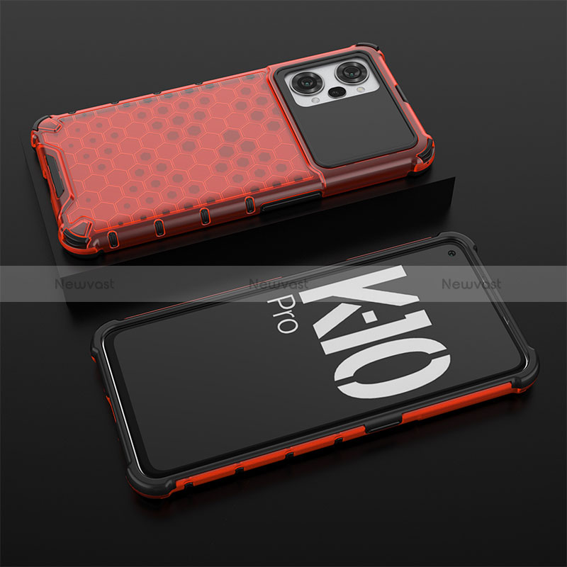 Silicone Transparent Frame Case Cover 360 Degrees AM2 for Oppo K10 Pro 5G Red