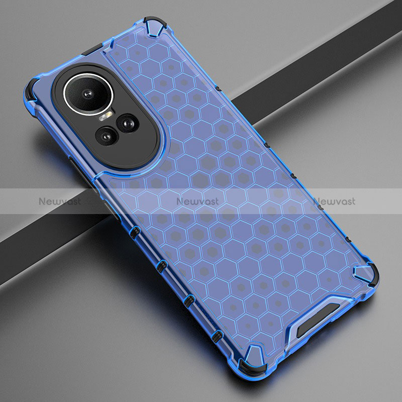 Silicone Transparent Frame Case Cover 360 Degrees AM2 for Oppo Reno10 Pro 5G Blue