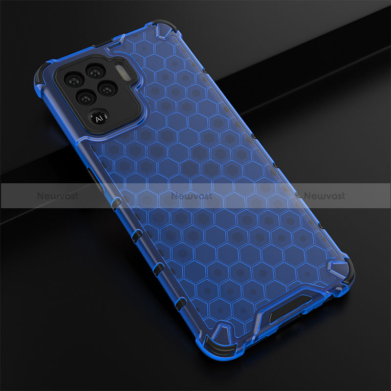 Silicone Transparent Frame Case Cover 360 Degrees AM2 for Oppo Reno5 F Blue