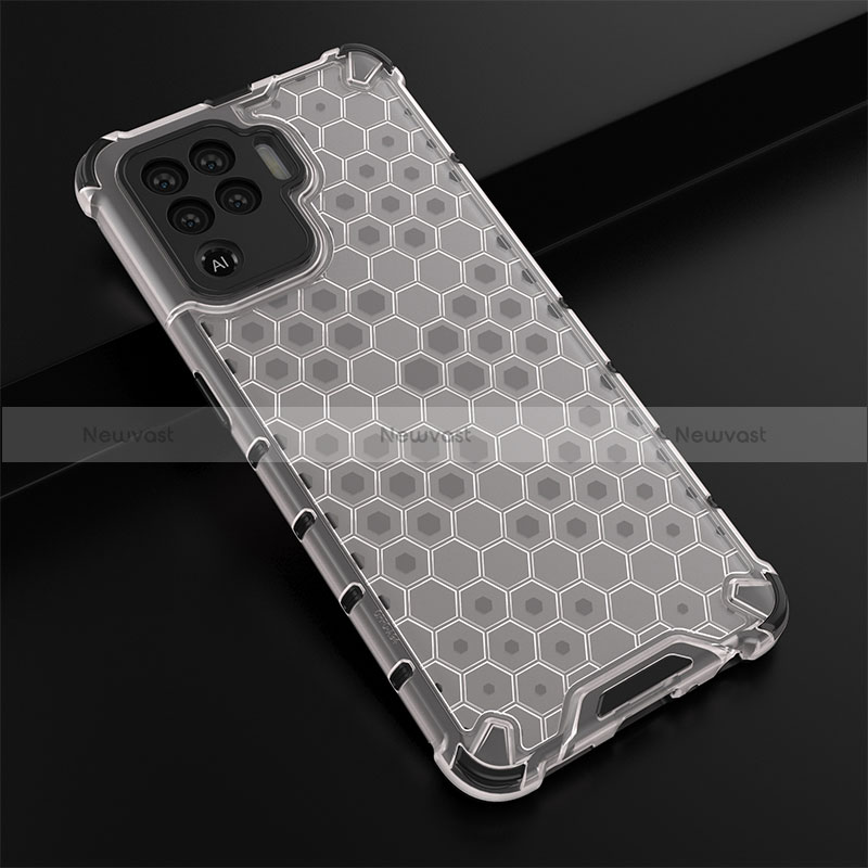 Silicone Transparent Frame Case Cover 360 Degrees AM2 for Oppo Reno5 F White