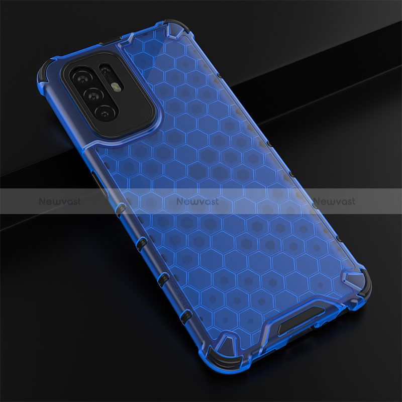 Silicone Transparent Frame Case Cover 360 Degrees AM2 for Oppo Reno5 Z 5G Blue