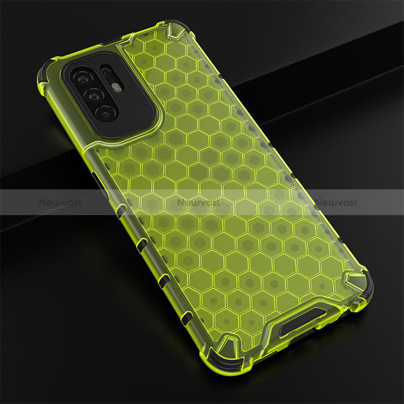 Silicone Transparent Frame Case Cover 360 Degrees AM2 for Oppo Reno5 Z 5G Green