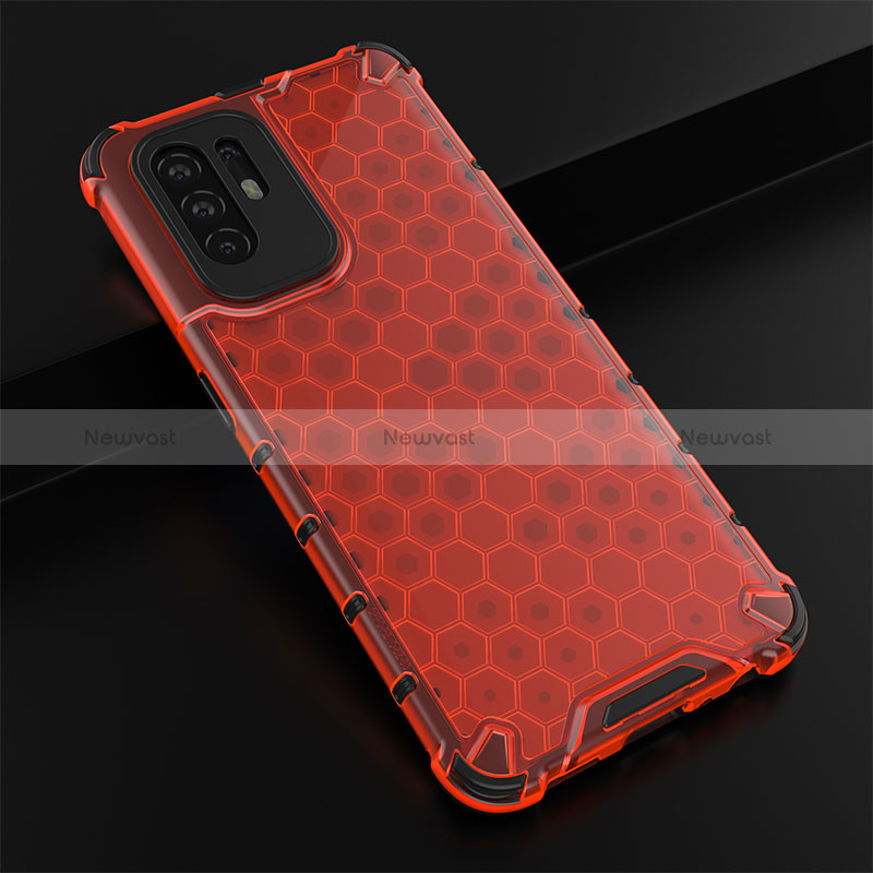 Silicone Transparent Frame Case Cover 360 Degrees AM2 for Oppo Reno5 Z 5G Red