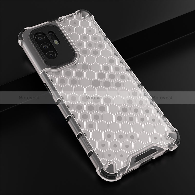 Silicone Transparent Frame Case Cover 360 Degrees AM2 for Oppo Reno5 Z 5G White