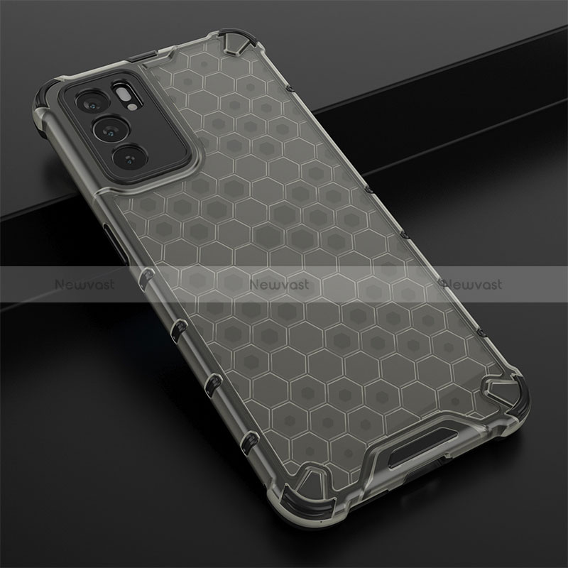 Silicone Transparent Frame Case Cover 360 Degrees AM2 for Oppo Reno6 5G Black