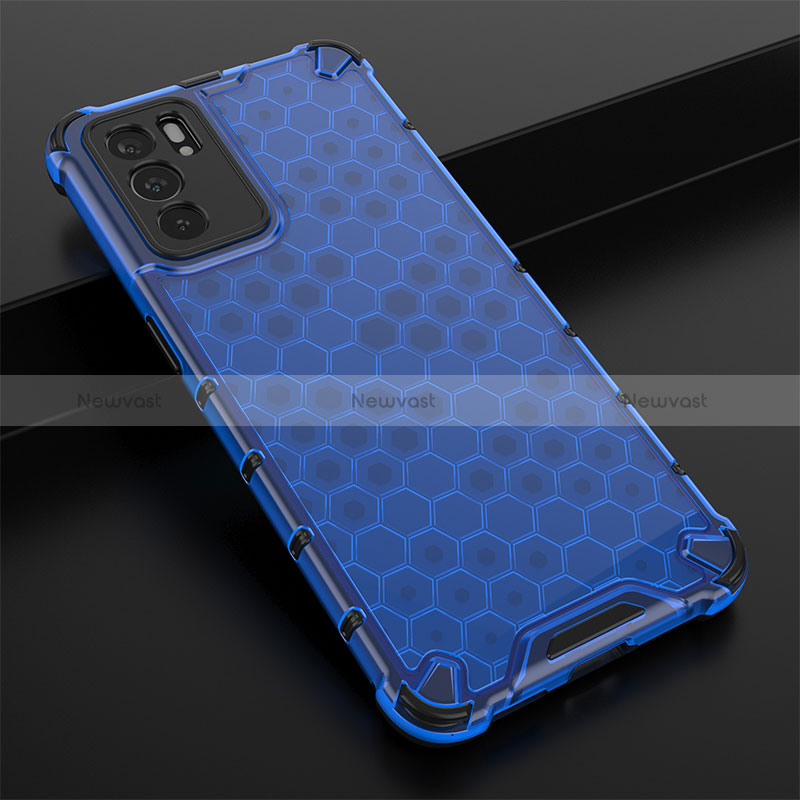 Silicone Transparent Frame Case Cover 360 Degrees AM2 for Oppo Reno6 5G Blue