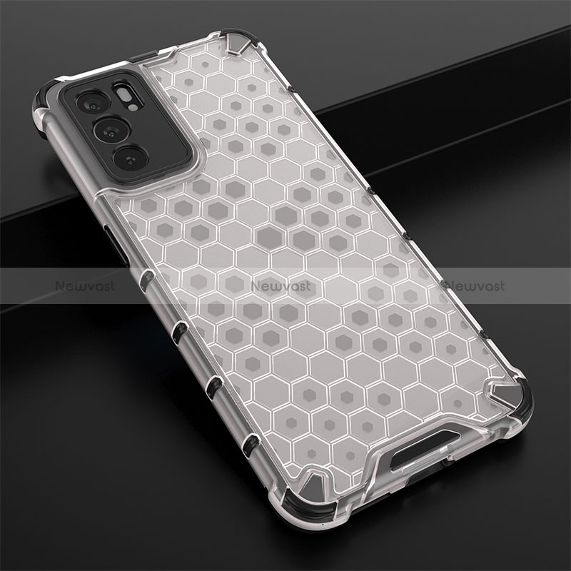 Silicone Transparent Frame Case Cover 360 Degrees AM2 for Oppo Reno6 5G White