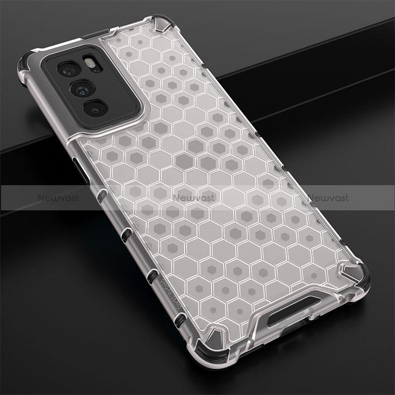 Silicone Transparent Frame Case Cover 360 Degrees AM2 for Oppo Reno6 Pro 5G India White