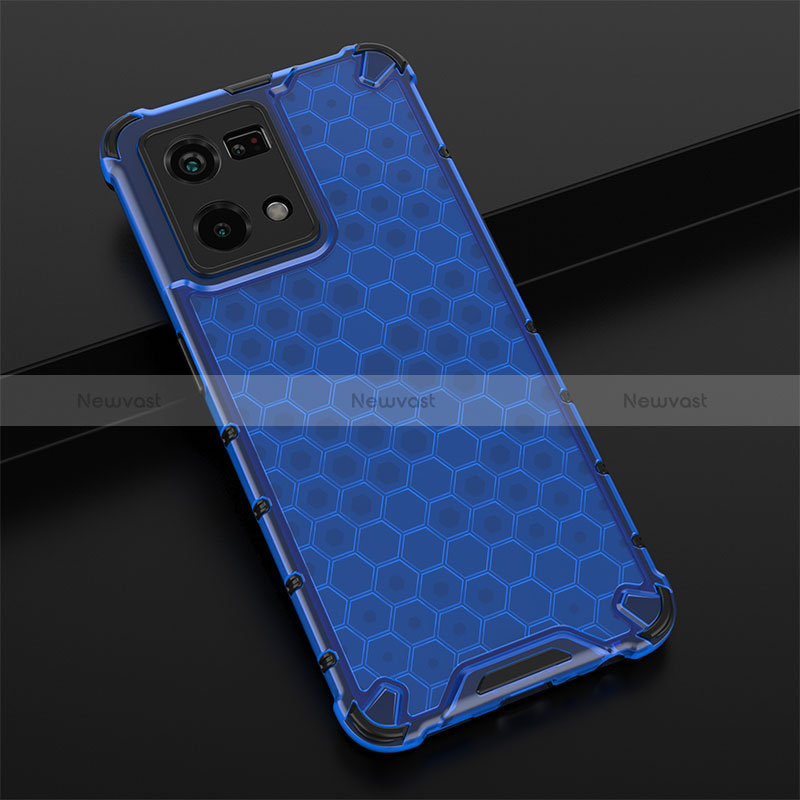 Silicone Transparent Frame Case Cover 360 Degrees AM2 for Oppo Reno7 4G Blue